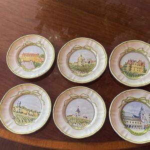 Longchamp vintage plates chateau vineyard plates. France